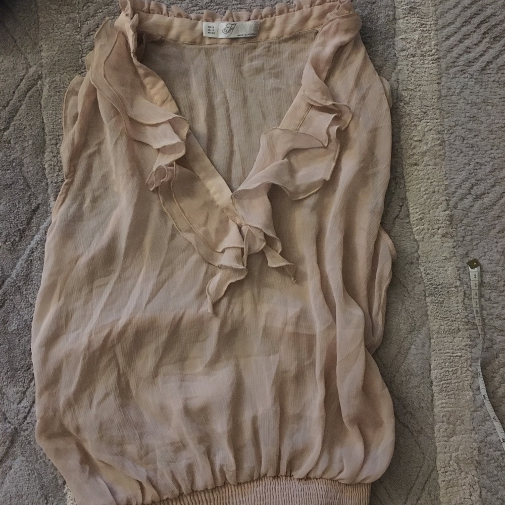 Zara sheer ruffle sleeveless top
